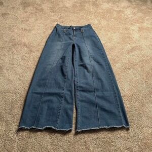 INDIGO BLUE WIDE LEG RAW HEM DENIM